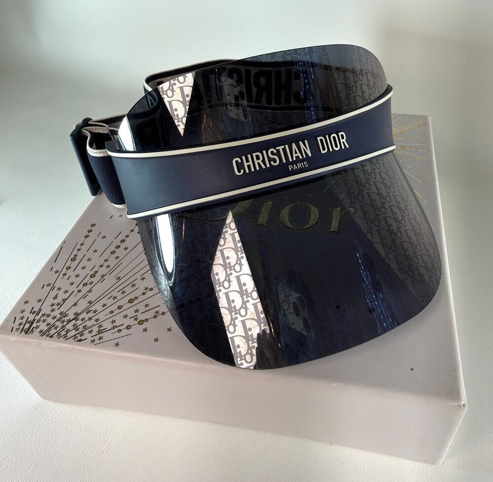 New in Box Authentic Christian Dior DiorClub V1U Blue Oblique Visor - Certified